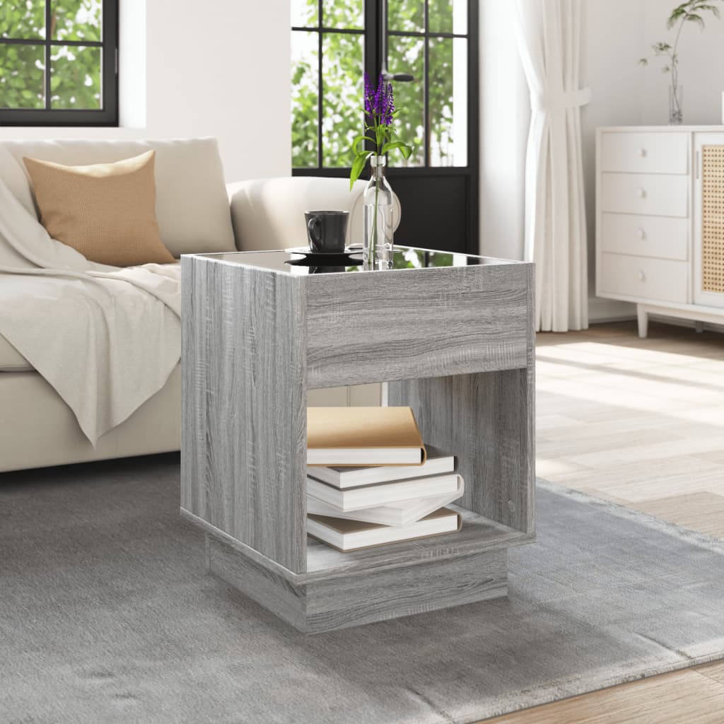 Nattbord Sengbord Sonoma Grå med Infinity LED 40x40x50 cm