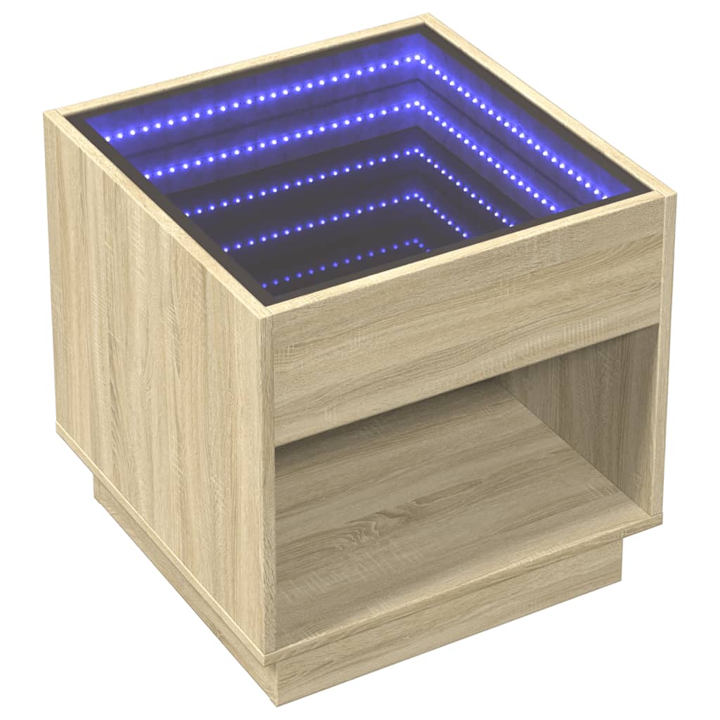 Nattbord Sengbord Sonoma Eik med Infinity LED 50x50x50 cm