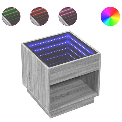 Nattbord Sengbord Sonoma Grå med Infinity LED 50x50x50 cm