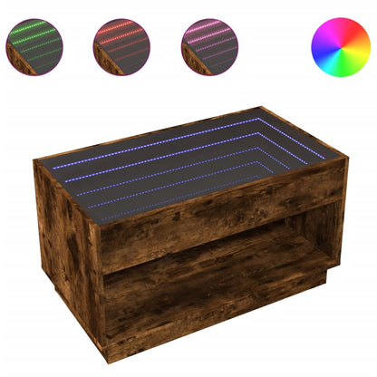 Salongbord Sofabord Røkt Eik med Infinity LED 90x50x50 cm