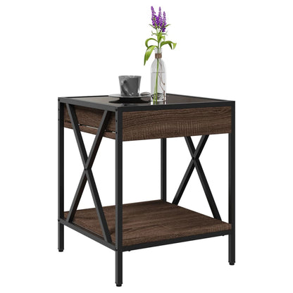 Salongbord Sofabord Brun Eik med Infinity LED 40x40x49 cm