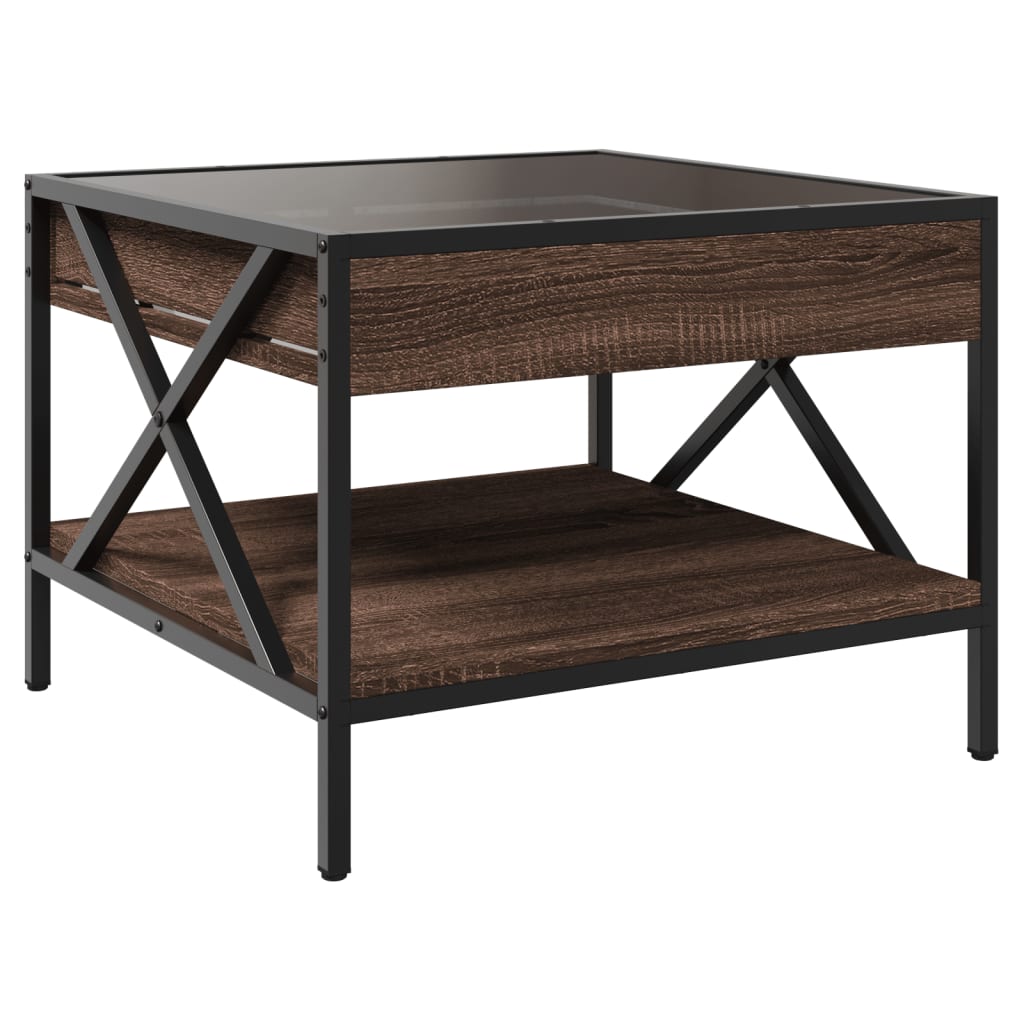 Salongbord Sofabord Brun Eik med Infinity LED 50x50x38 cm