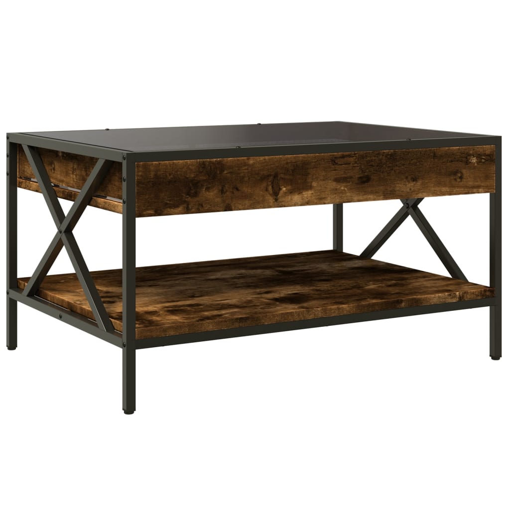 Salongbord Sofabord Røkt Eik med Infinity LED 70x50x38 cm