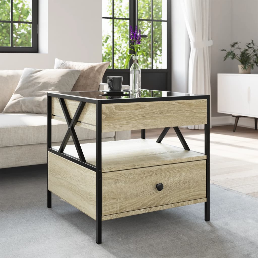 Salongbord Sofabord Sonoma Eik med Infinity LED 50x50x51 cm