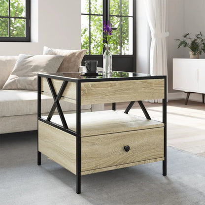 Salongbord Sofabord Sonoma Eik med Infinity LED 50x50x51 cm