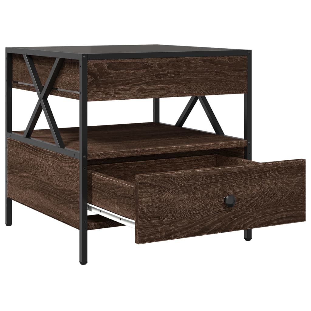 Salongbord Sofabord Brun Eik med Infinity LED 50x50x51 cm