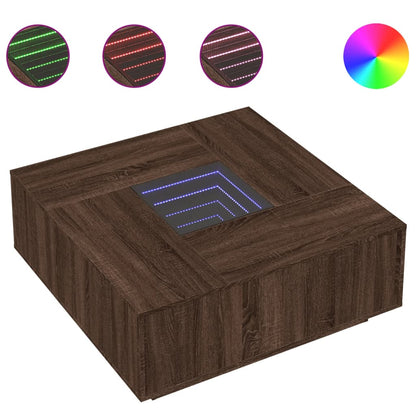 Salongbord Sofabord Brun Eik med Infinity LED 100x100x40 cm