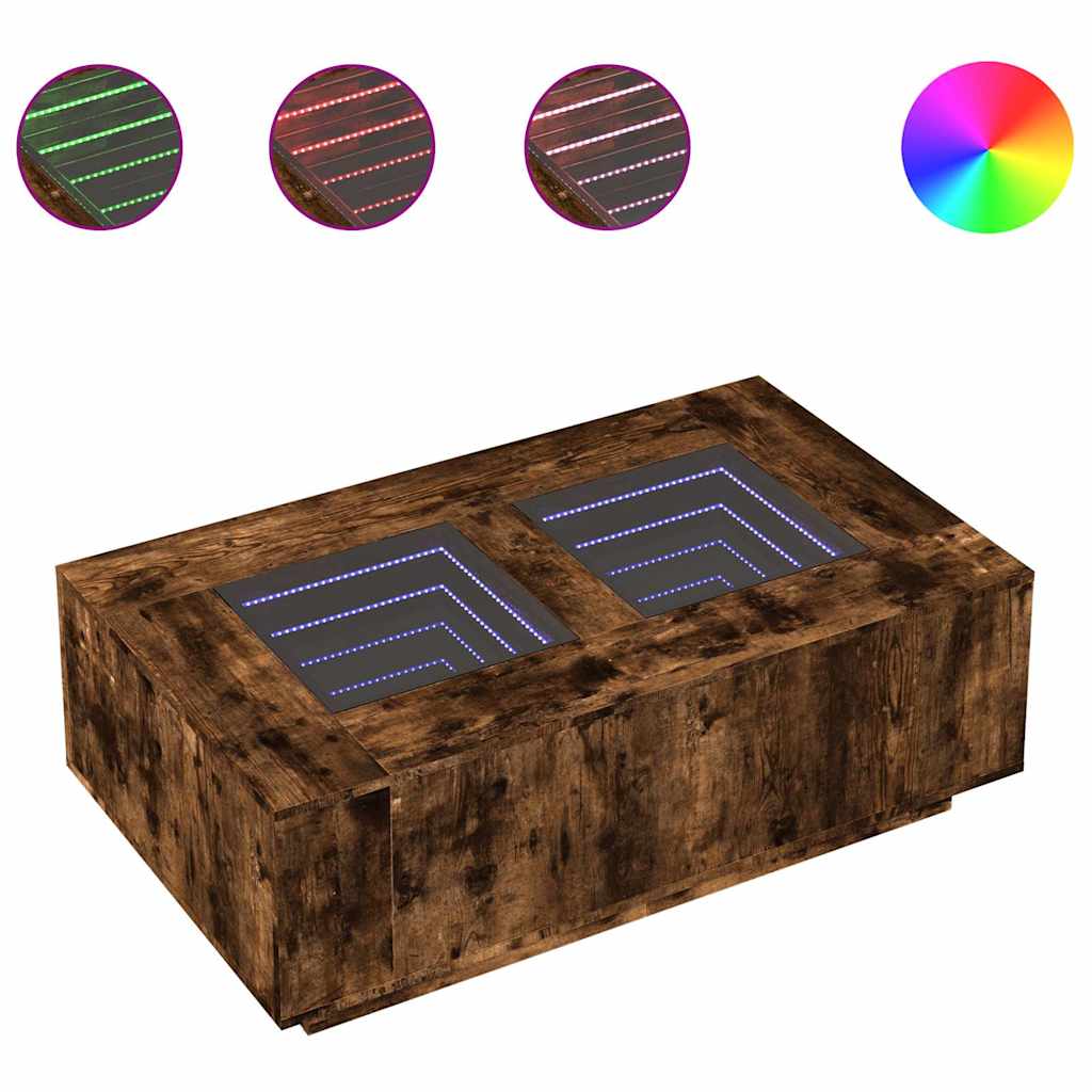 Salongbord Sofabord Røkt Eik med Infinity LED 116x69x40 cm