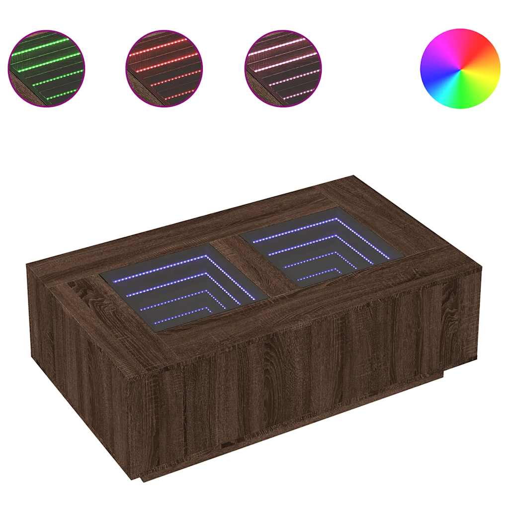 Salongbord Sofabord Brun Eik med Infinity LED 116x69x40 cm