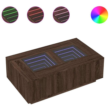 Salongbord Sofabord Brun Eik med Infinity LED 116x69x40 cm