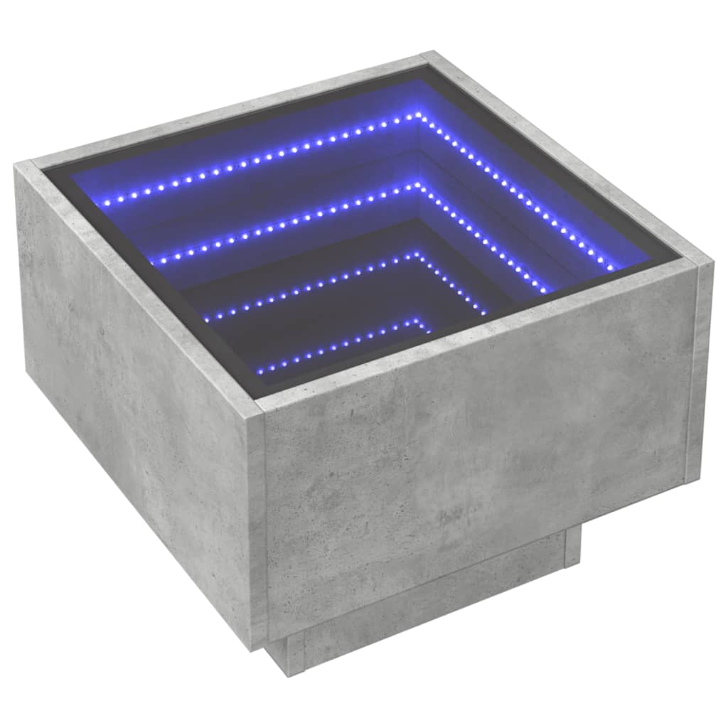 Nattbord Sengbord Betonggrå med Infinity LED 40x40x30 cm