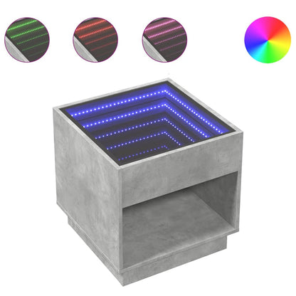 Salongbord Sofabord Betonggrå med Infinity LED 50x50x50 cm