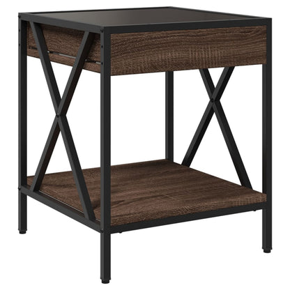 Salongbord Sofabord Brun Eik med Infinity LED 40x40x49 cm