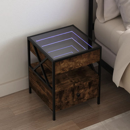 Nattbord Sengbord Røkt Eik med Infinity LED 40x40x51 cm