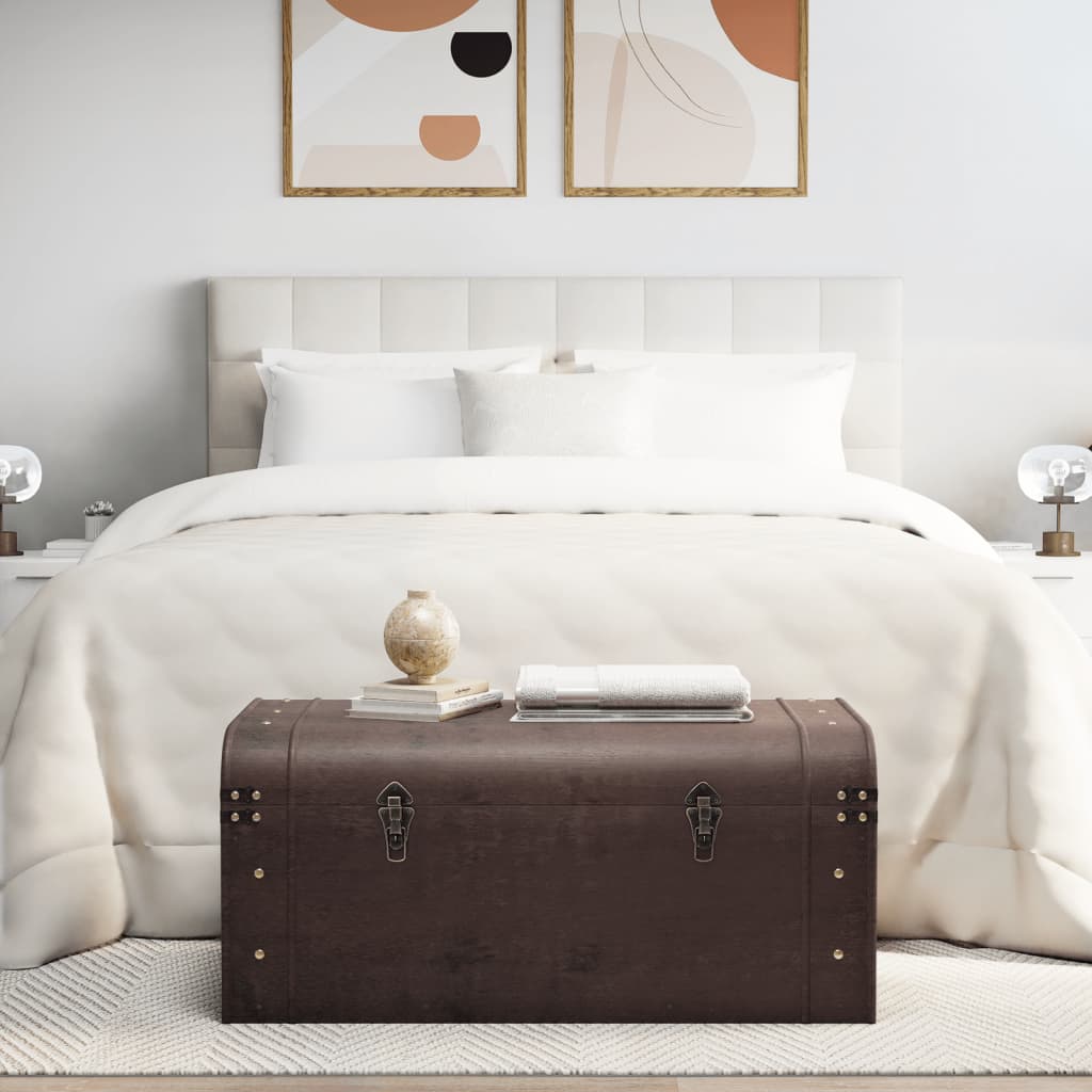 Oppbevaringskiste med låser mørkebrun 90x50x39,5 cm kryssfiner