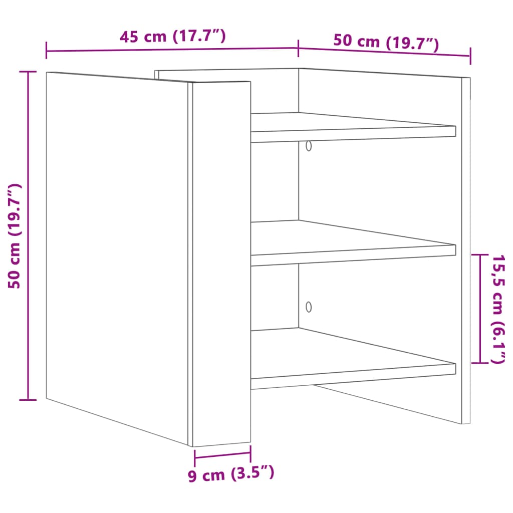 Nattbord Sengbord svart 45x50x50 cm konstruert tre