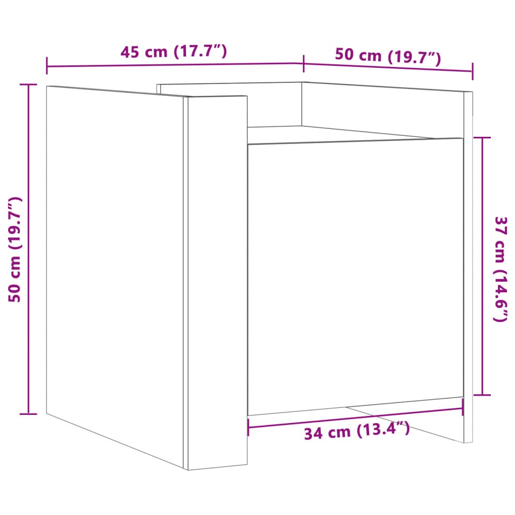 Nattbord Sengbord svart 45x50x50 cm konstruert tre