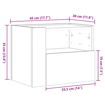 Nattbord Sengbord Veggmontert hvit 45x30x35 cm