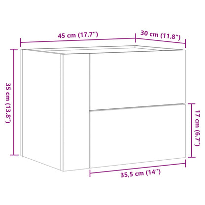 Nattbord Sengbord Veggmontert røkt eik 45x30x35 cm