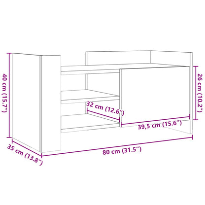 TV-benk hvit 80x35x40 cm konstruert tre