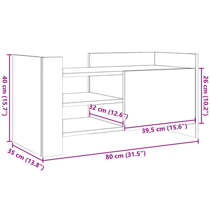 TV-benk brun eik 80x35x40 cm konstruert tre