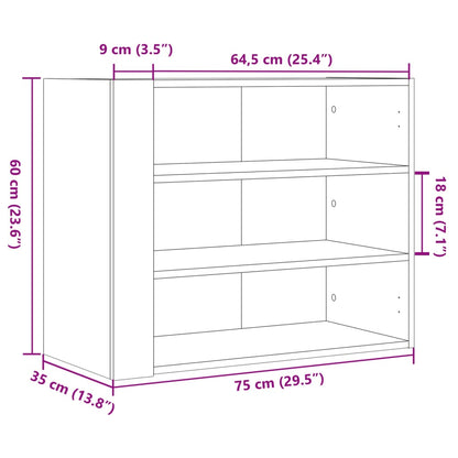 Vegghylle svart 75x35x60 cm konstruert tre