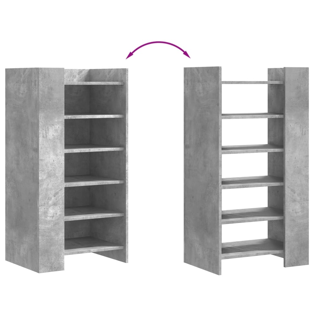 Skoskap Skohylle Skobenk Betonggrå 52x37,5x100 cm