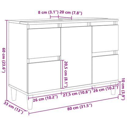 Baderomsservantskap sonoma eik 80x33x60 cm konstruert tre