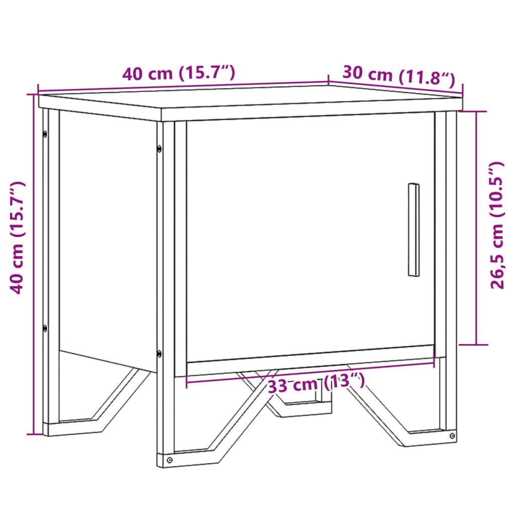 Nattbord Sengbord svart 40x30x40 cm sponplate