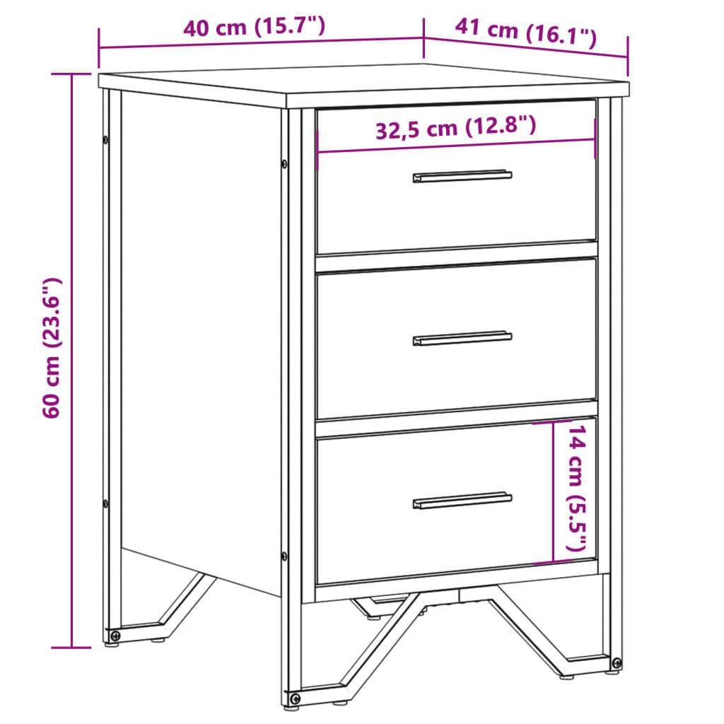 Nattbord Sengbord svart 40x41x60 cm konstruert tre