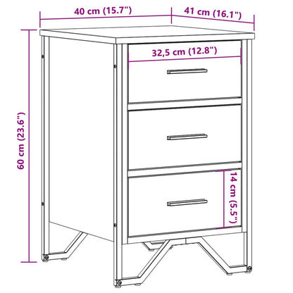 Nattbord Sengbord sonoma eik 40x41x60 cm konstruert tre