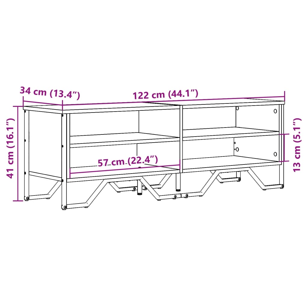 TV-benk svart 122x34x41 cm konstruert tre