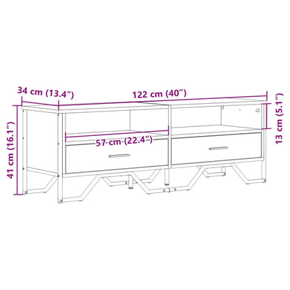 TV-benk sonoma eik 122x34x41 cm konstruert tre