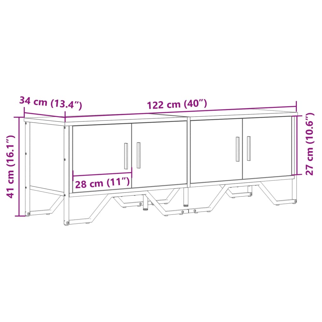 TV-benk svart 122x34x41 cm konstruert tre