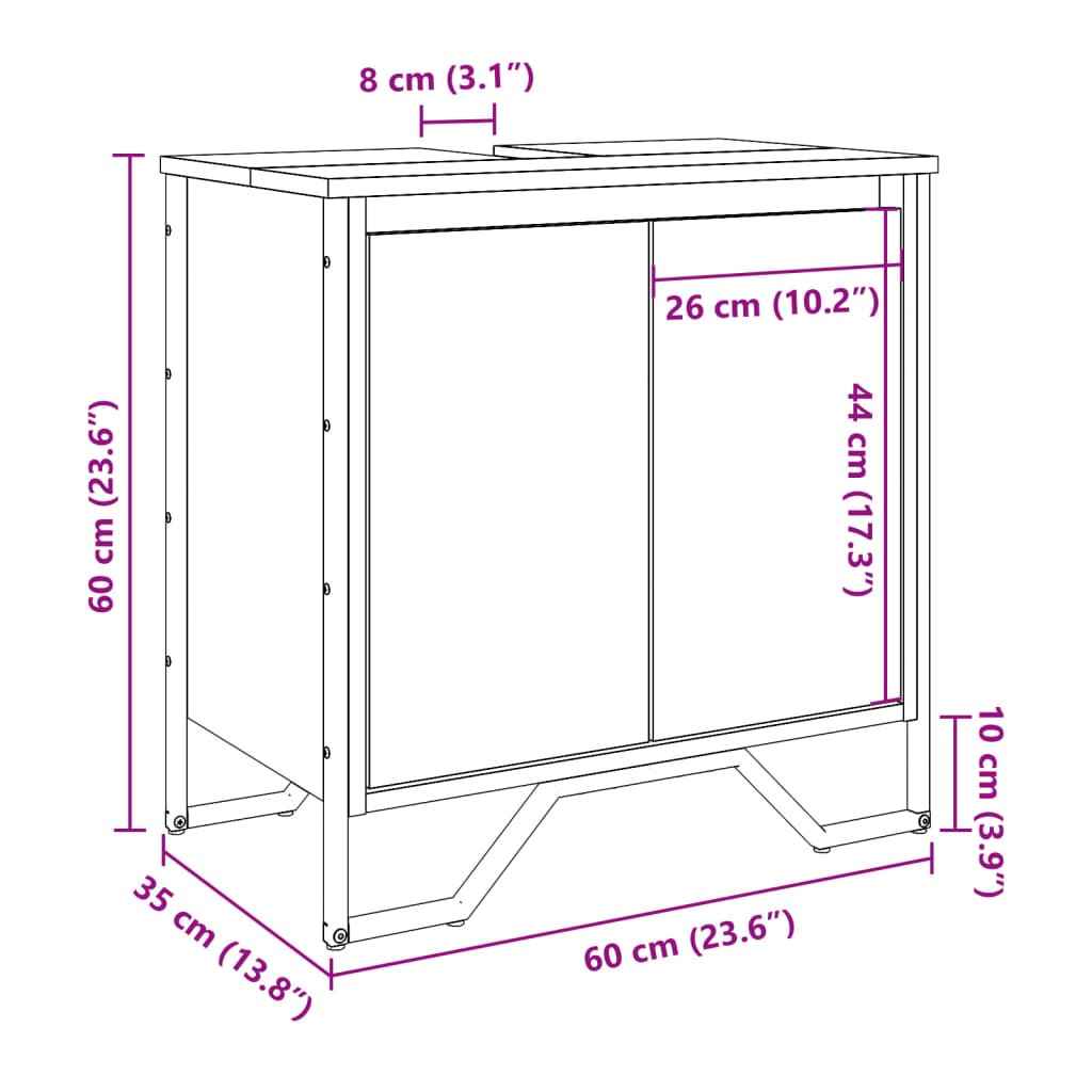 Baderomsservantskap svart 60x35x60 cm konstruert tre