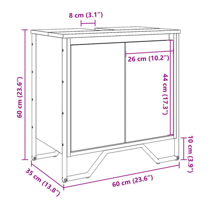 Baderomsservantskap sonoma eik 60x35x60 cm konstruert tre