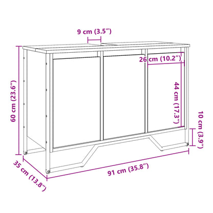 Baderomsservantskap sonoma eik 91x35x60 cm konstruert tre