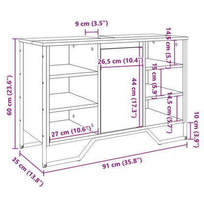 Baderomsservantskap sonoma eik 91x35x60 cm konstruert tre