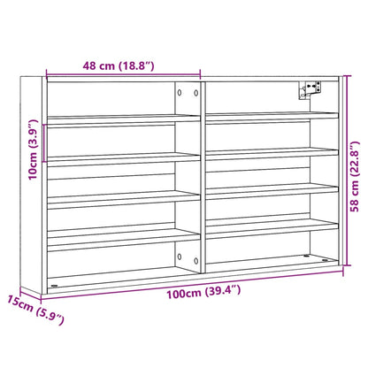 Vegghylle svart 100x15x58 cm konstruert tre