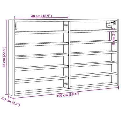 Vegghylle Hyller hvit 100x8,5x58 cm konstruert tre