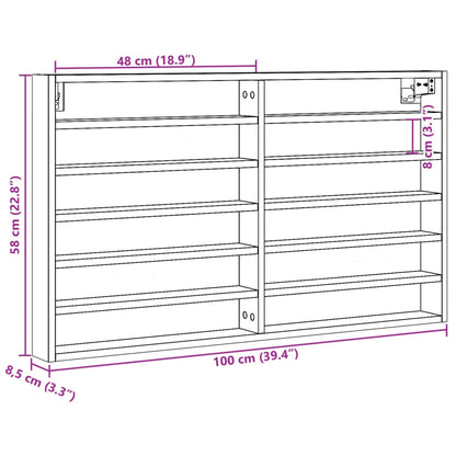 Vegghylle Hyller svart 100x8,5x58 cm konstruert tre