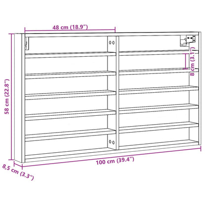 Vegghylle Hyller sonoma eik 100x8,5x58 cm konstruert tre