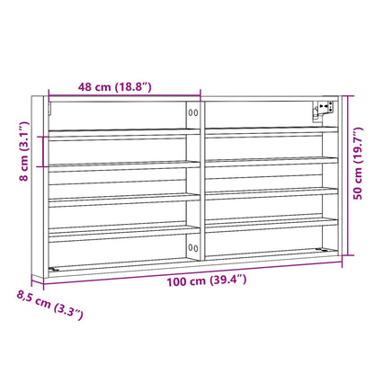 Vegghylle Hyller sonoma eik 100x8,5x50 cm konstruert tre