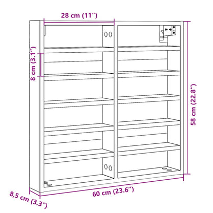 Vegghylle Hyller hvit 60x8,5x58 cm konstruert tre