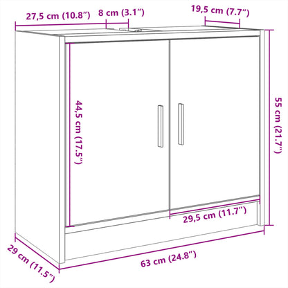 Baderomsservantskap hvit 63x29x55 cm konstruert tre