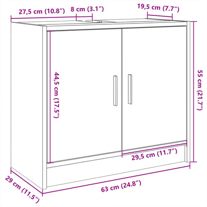 Baderomsservantskap svart 63x29x55 cm konstruert tre