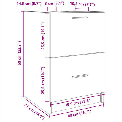 Baderomsservantskap hvit 40x37x59 cm konstruert tre