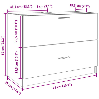 Baderomsservantskap hvit 78x37x59 cm konstruert tre