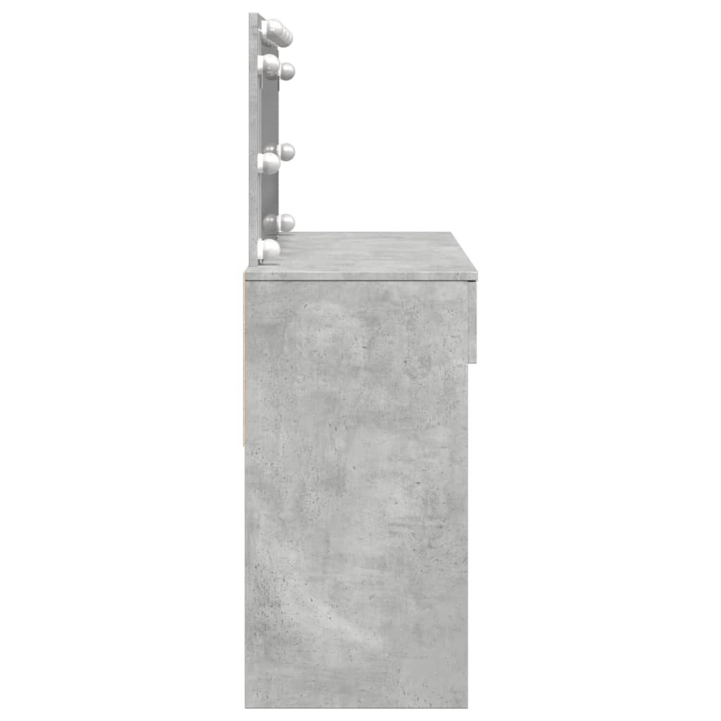Sminkebord Betonggrå LED 100x40x120 cm
