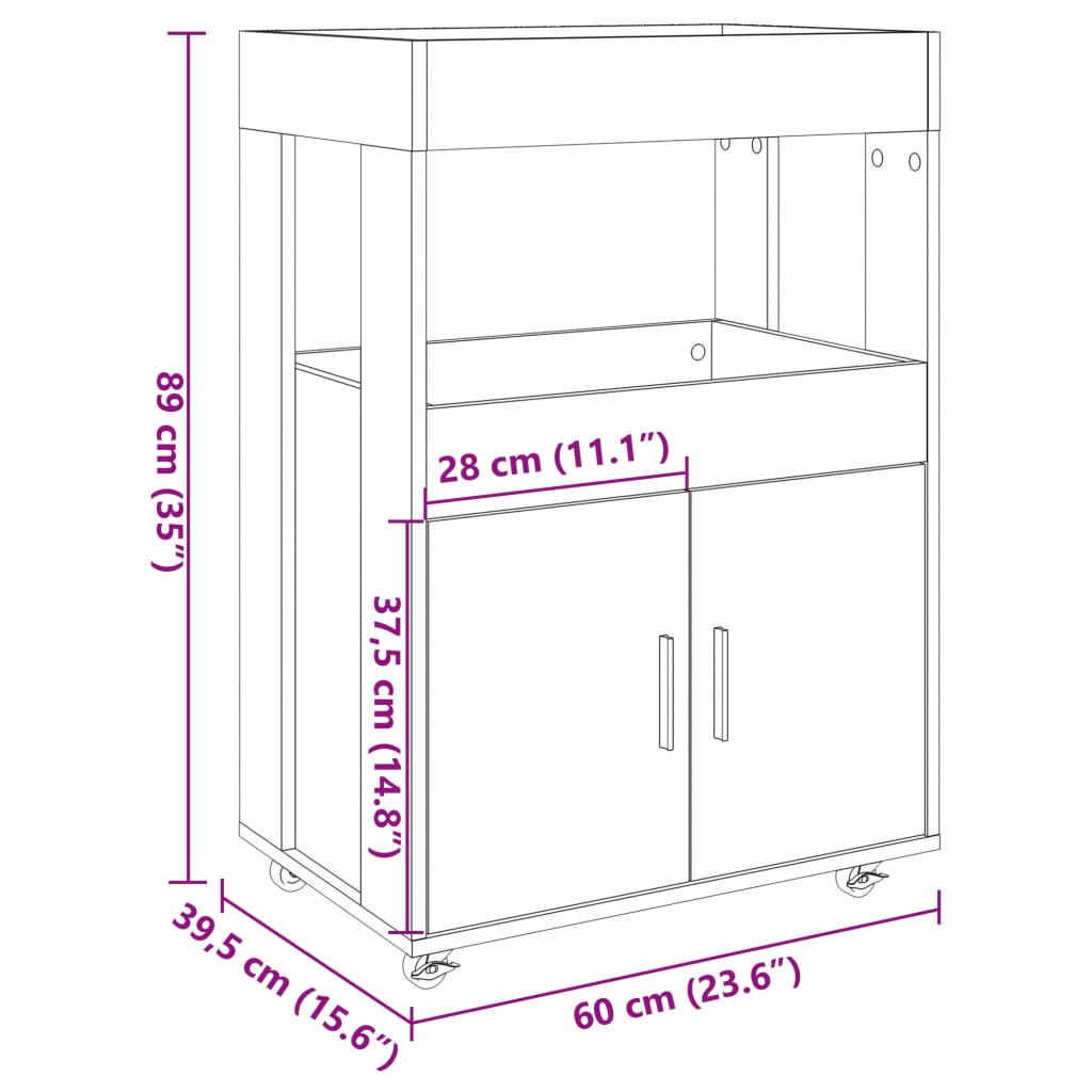 Vinstativ Bartralle svart 60x39,5x89 cm konstruert tre